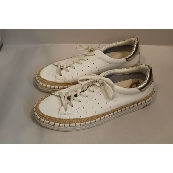 Sam Edleman kavi white white and tan accent size 8 flat sneakers - Picture 4 of 10